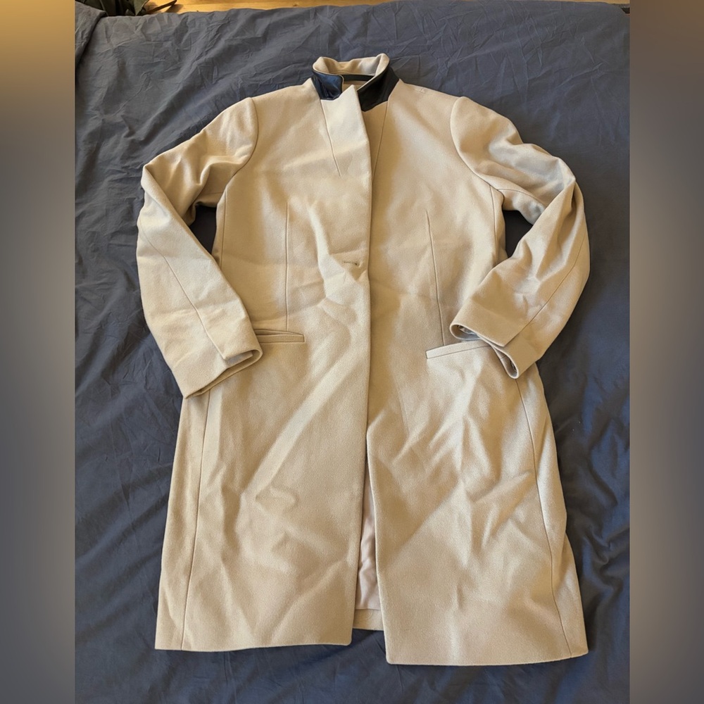All Saints Khaki Trench Coat with Black Collar